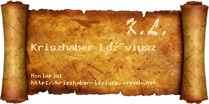 Kriszhaber Líviusz névjegykártya
