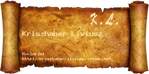 Kriszhaber Líviusz névjegykártya
